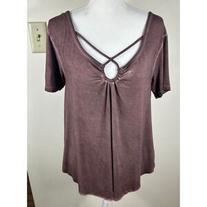 Buckle White Crow Top Women S Mauve Mineral Wash Strappy V-Neck Deep Back NEW